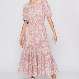 Calista floral tiered midi dress